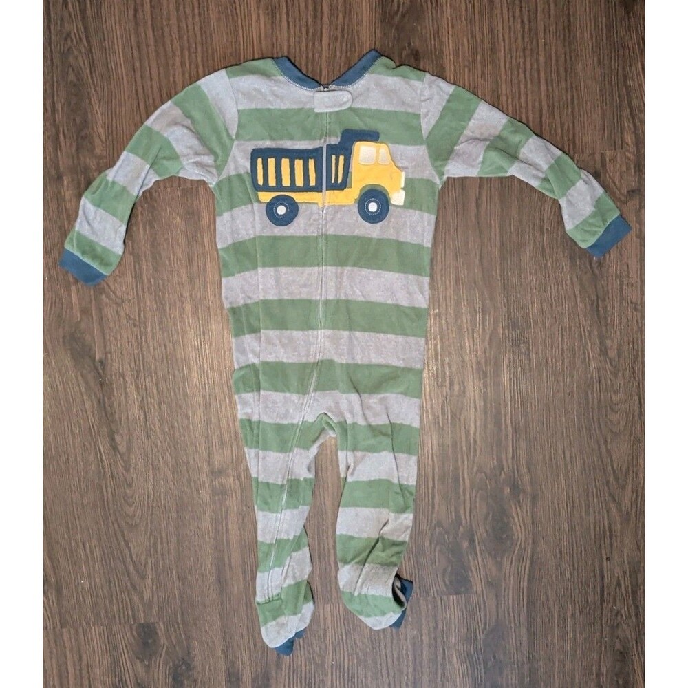 Carters Pajamas Toddler Size 5t One Piece Green Gray Firetruck